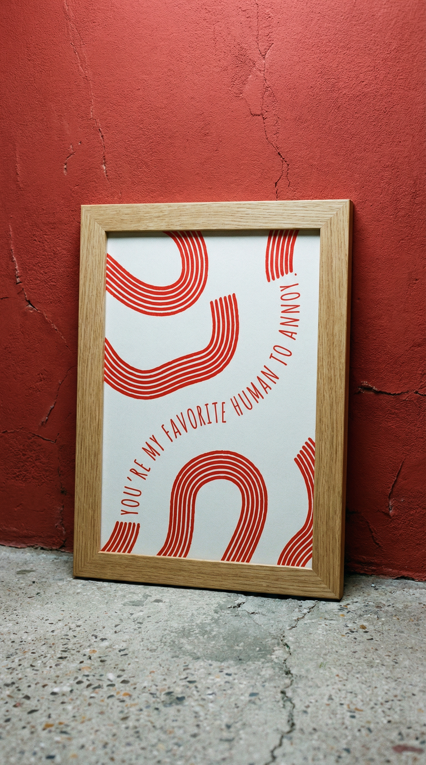 Valentine's Day Poster — "You’re My Favorite Human to Annoy" (red) Minimal Abstract Art Print, Gift for Boyfriend/Girlfriend