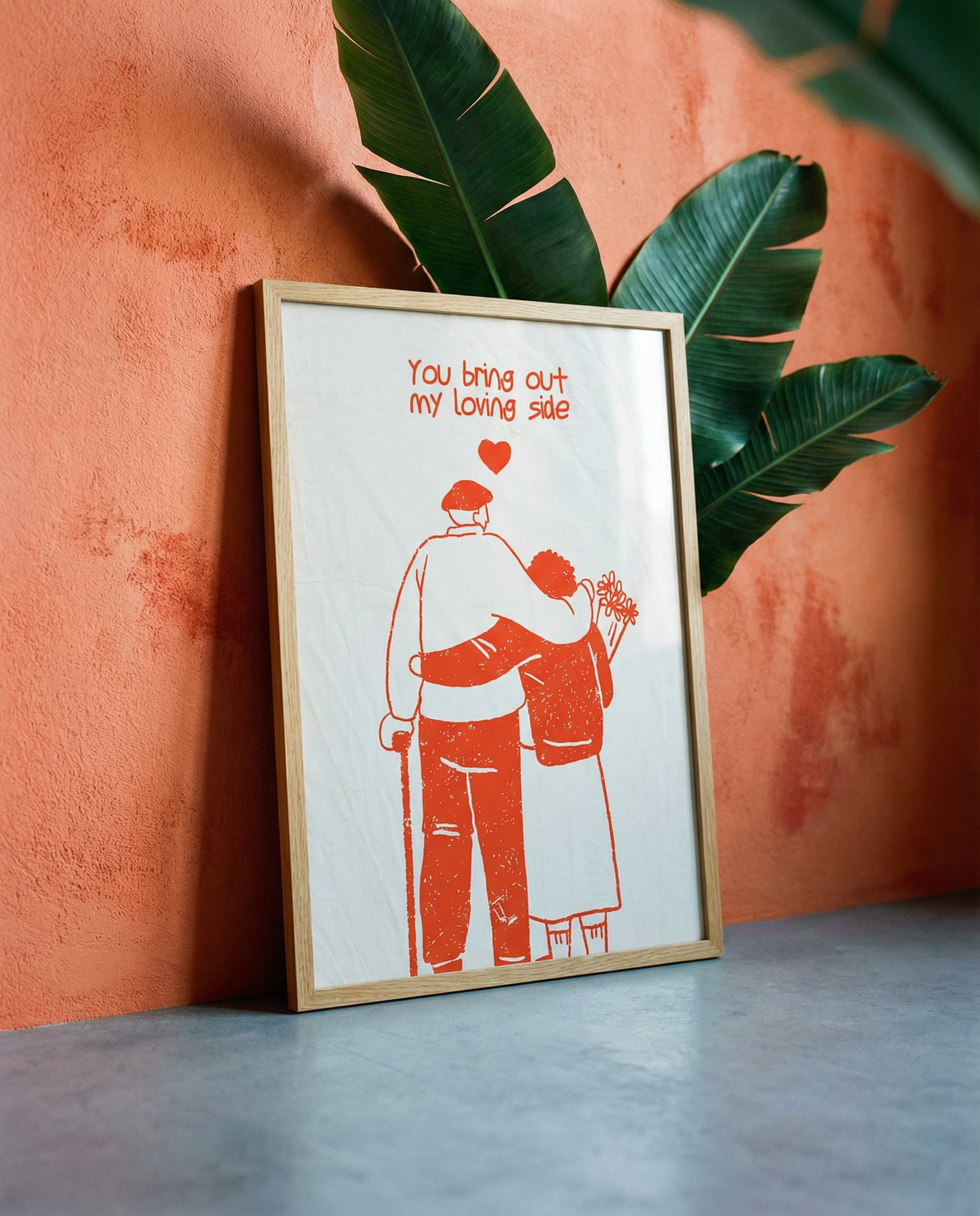 Valentine's Day Poster — "You bring out my loving side" (red) Minimal Abstract Art Print, Gift for Boyfriend/Girlfriend