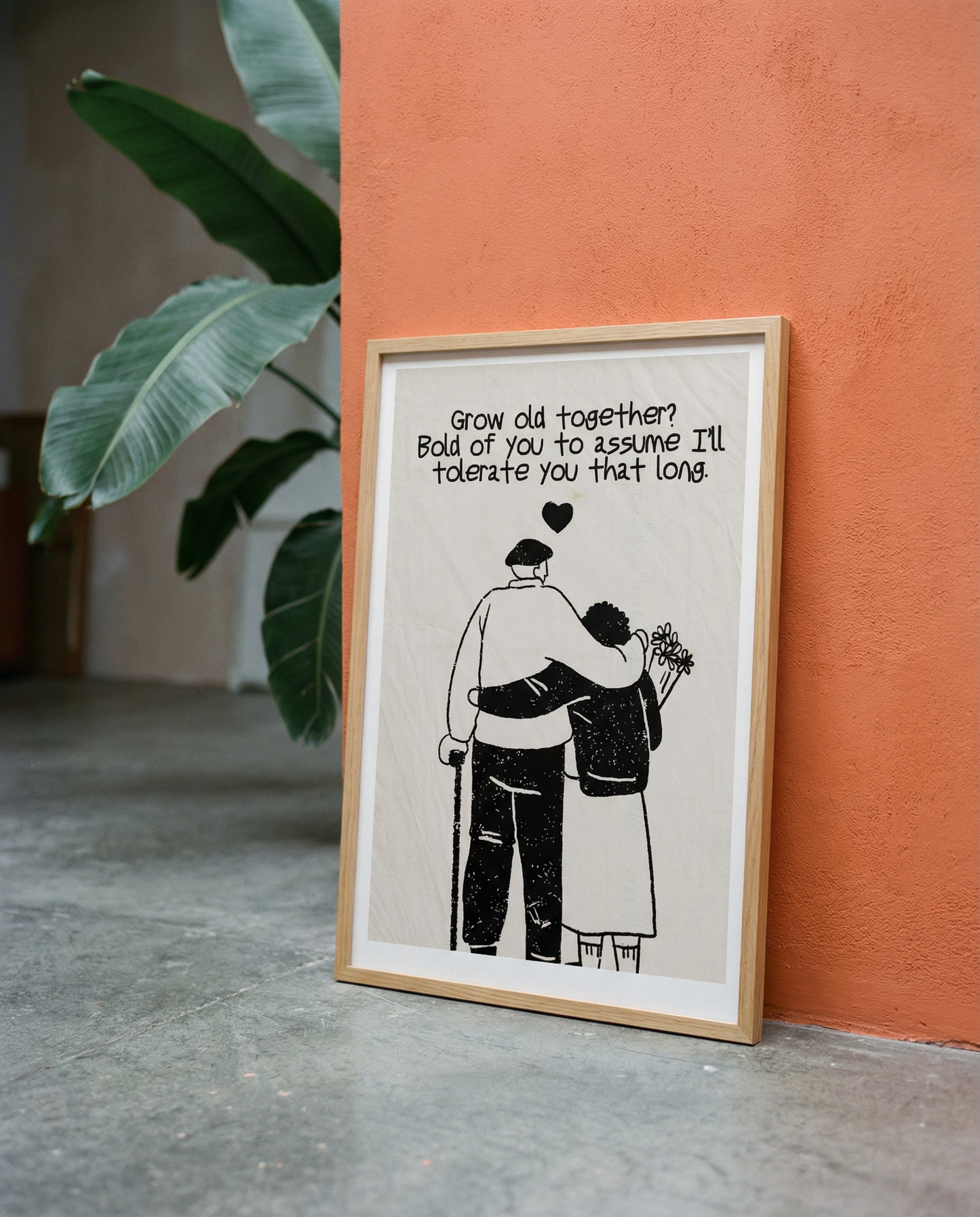 Valentine's Day Poster — "Grow old together" Minimal Abstract Art Print, Gift for Boyfriend/Girlfriend