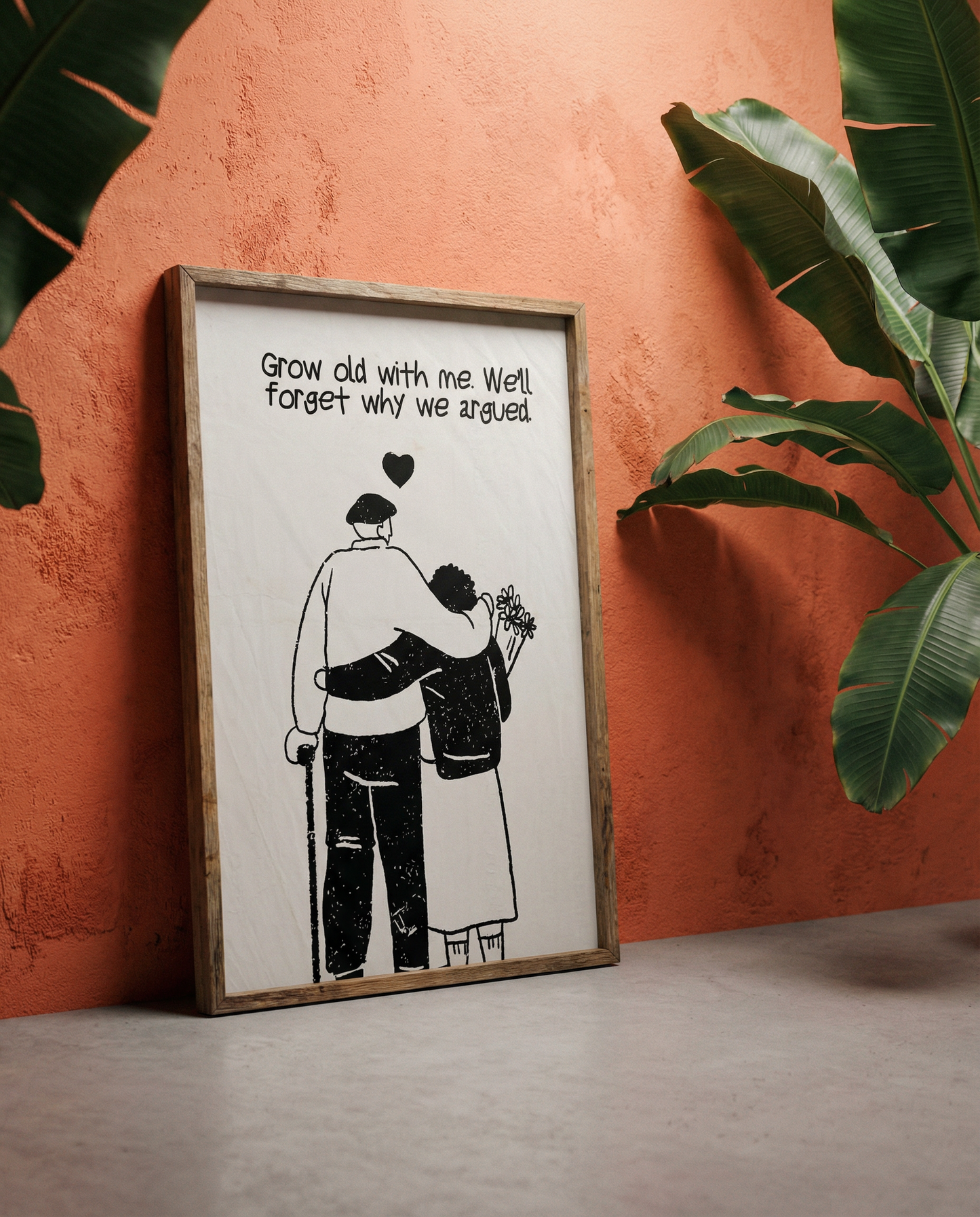 Valentine's Day Poster — "Grow old with me. We'll forget why we argued" Minimal Abstract Art Print, Gift for Boyfriend/Girlfriend