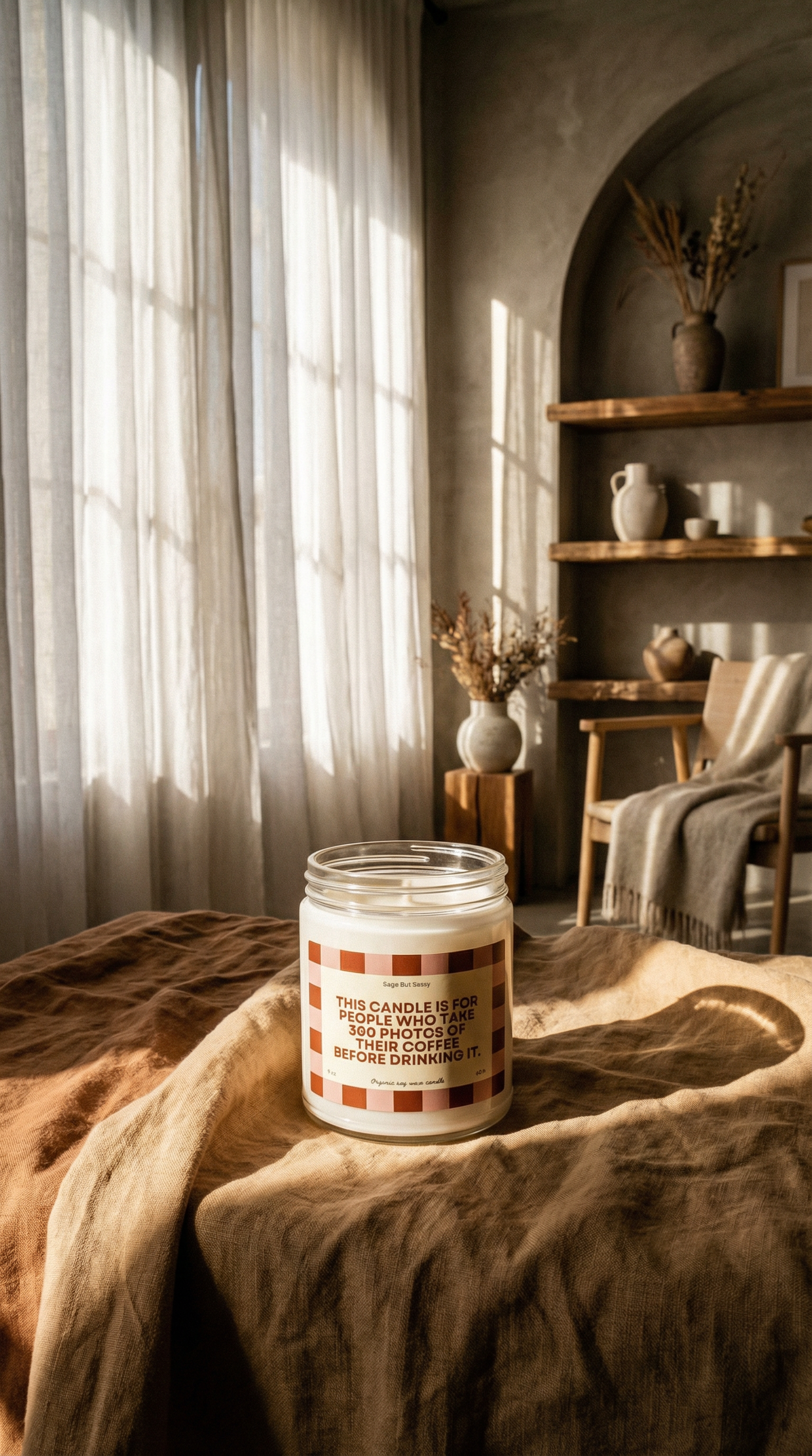 Coffee Lover Soy Candle — "This Candle Is For People Who Take 300 Photos of Their Coffee" (9oz)