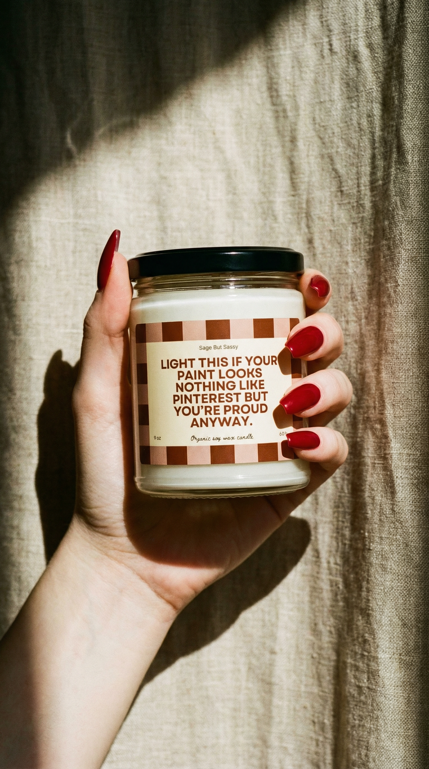 Scented Soy Candle — “Light This If Your Paint Looks Nothing Like Pinterest” (DIY Pride Gift)