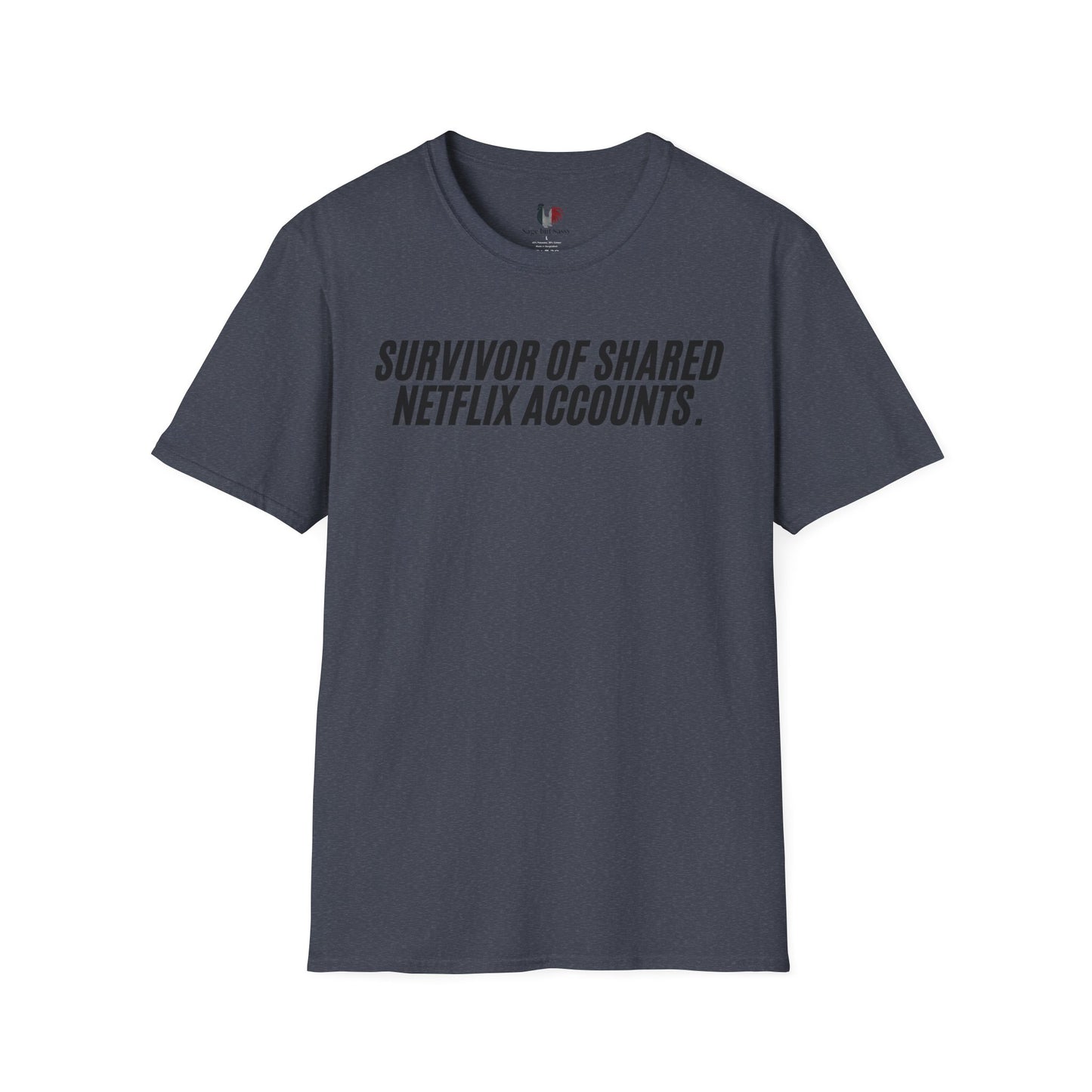 Survivor of shared Netflix accounts, Unisex Softstyle T-Shirt, Divorce/Breakout