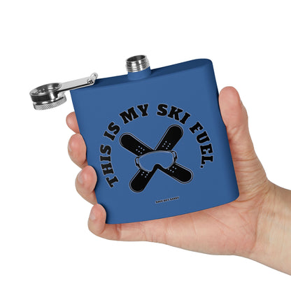 This is my ski fuel,  Flask, Stainless Steel Hip Flask, Skiing and Snowboarding accessories, 6oz