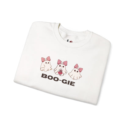 BOO-GIE, Cute Halloween Sweatshirt, Funny Spooky Jumper, Cozy Fall Pullover, Spooky Season Gift, Ghost Design, Boo-gie