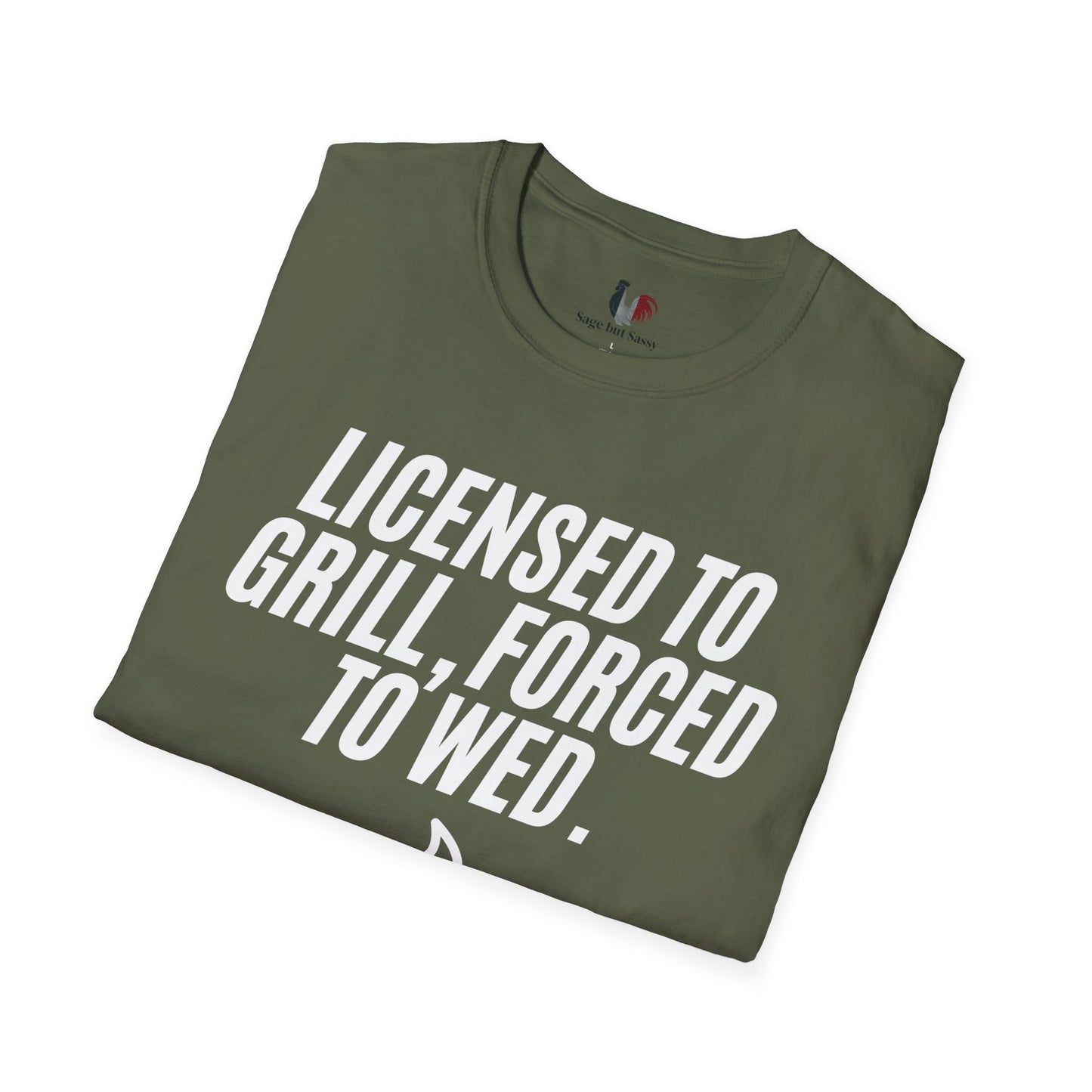 Licensed to grill, forced to wed, T-Shirt, Funny Bachelor Party Tee