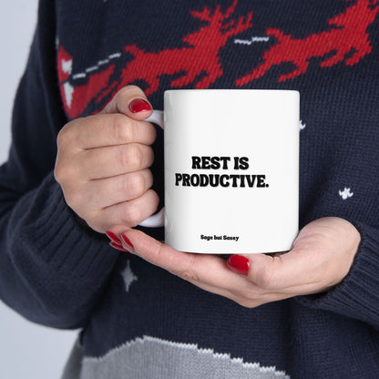 Rest is productive, Funny Work Gift for Coworker/Boss/Manager/Entrepreneur, 11oz/15oz