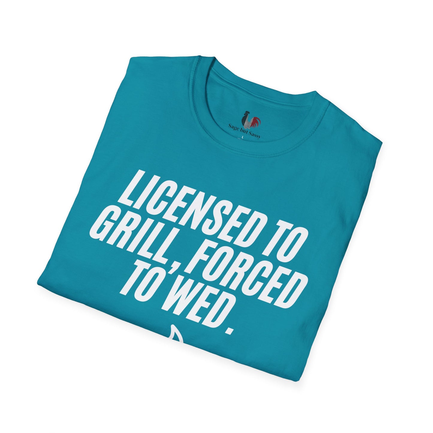 Licensed to grill, forced to wed, T-Shirt, Funny Bachelor Party Tee