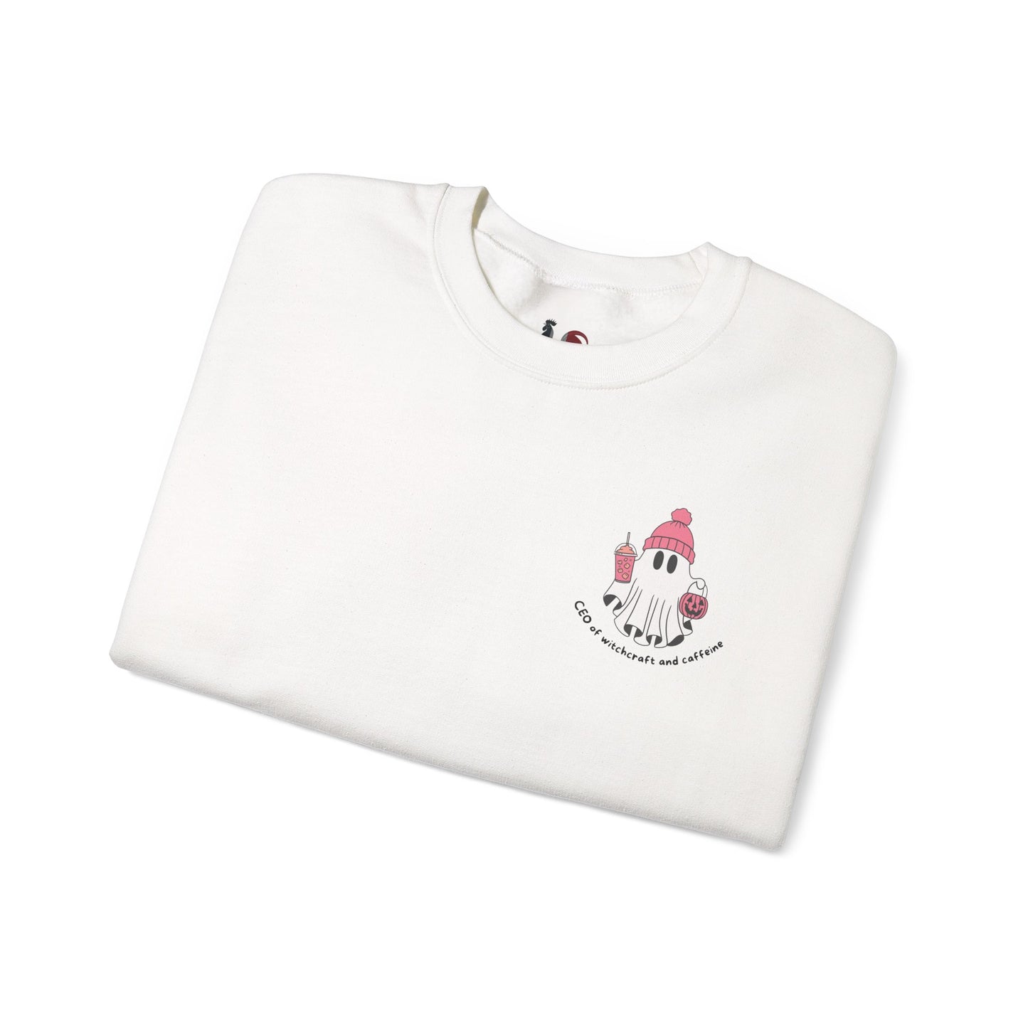 CEO of witchcraft and caffeine 2, Cute Halloween Sweatshirt, Funny Spooky Jumper, Cozy Fall Pullover, Spooky Season Gift, Ghost Pumpkin Design, Boss and Coworker Gift