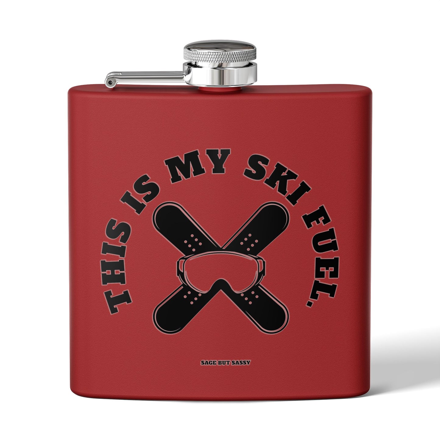 This is my ski fuel,  Flask, Stainless Steel Hip Flask, Skiing and Snowboarding accessories, 6oz