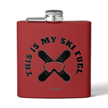 This is my ski fuel,  Flask, Stainless Steel Hip Flask, Skiing and Snowboarding accessories, 6oz