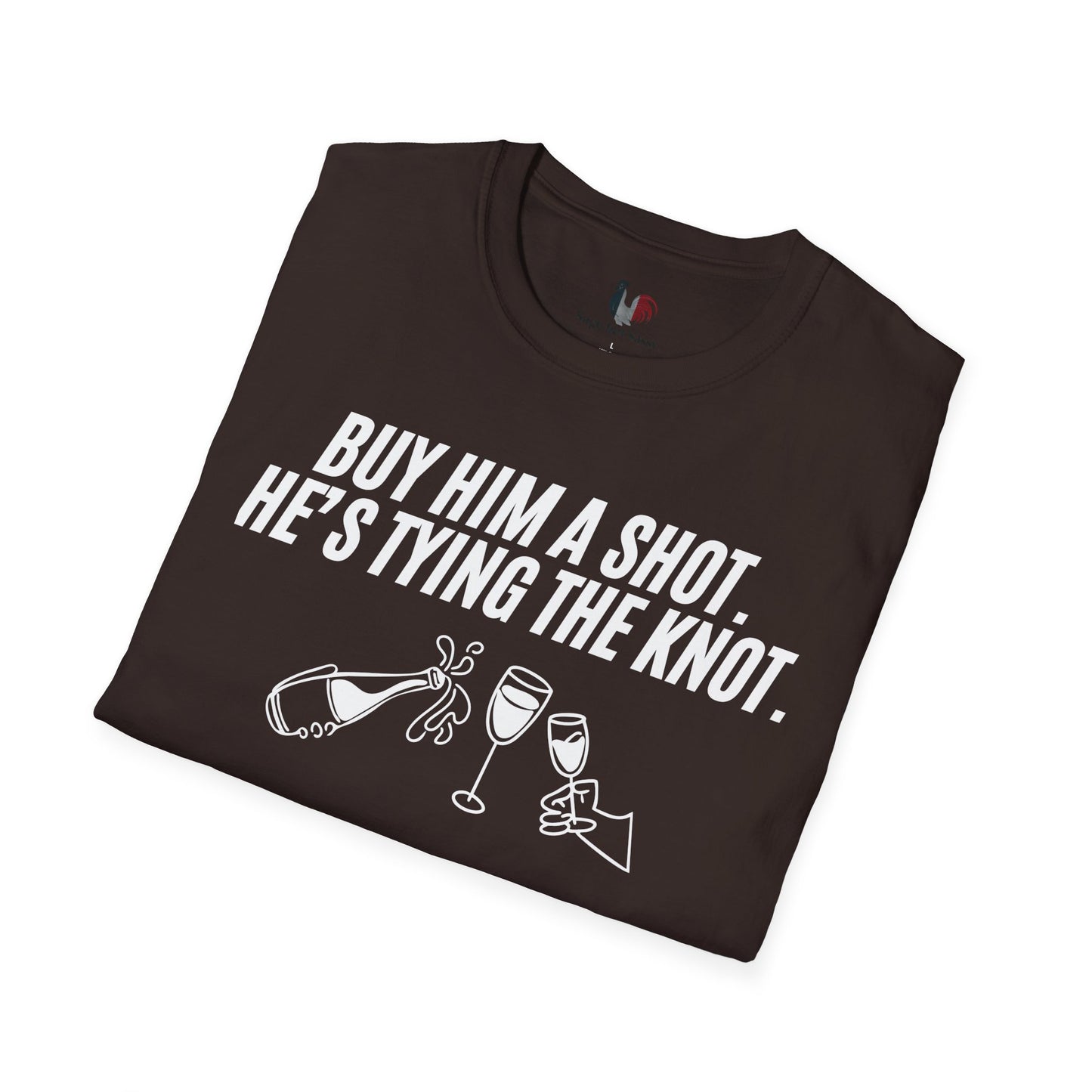 Buy him a shot, he's tying the knot, T-Shirt, Funny Bachelor Party Tee