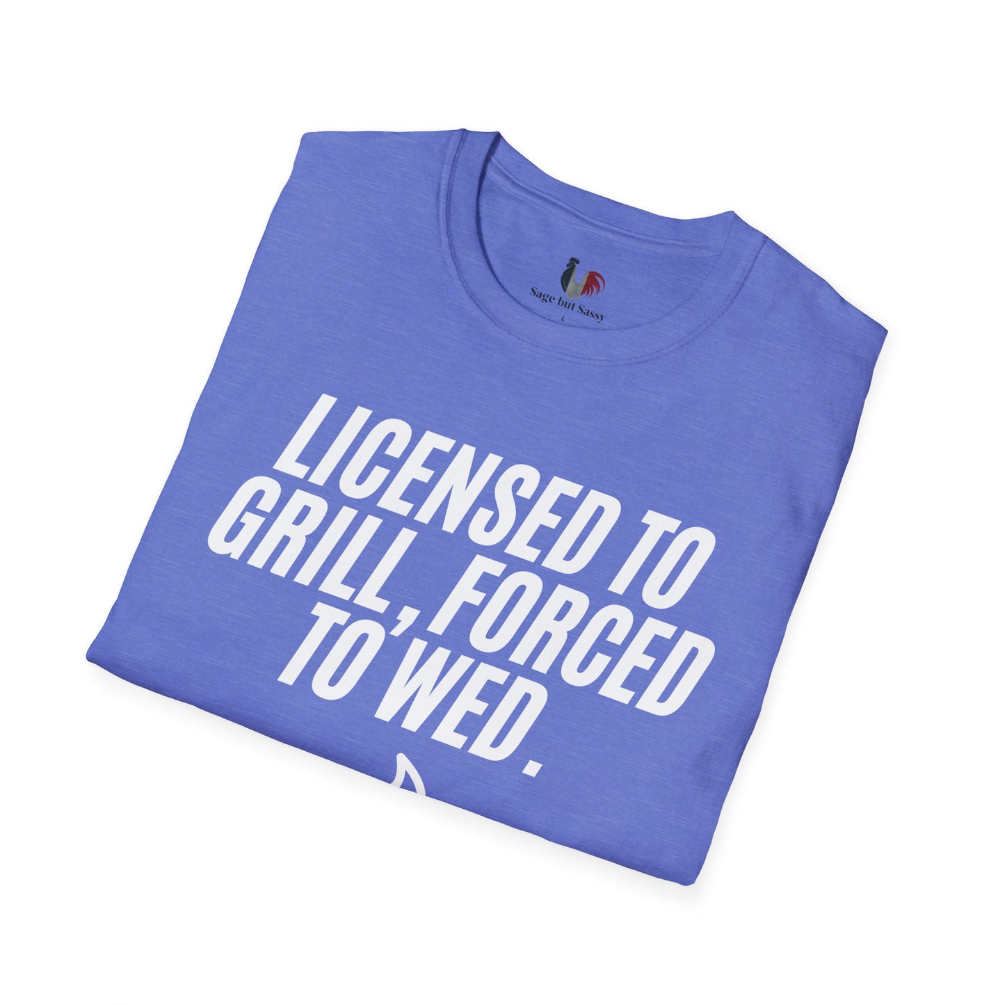 Licensed to grill, forced to wed, T-Shirt, Funny Bachelor Party Tee