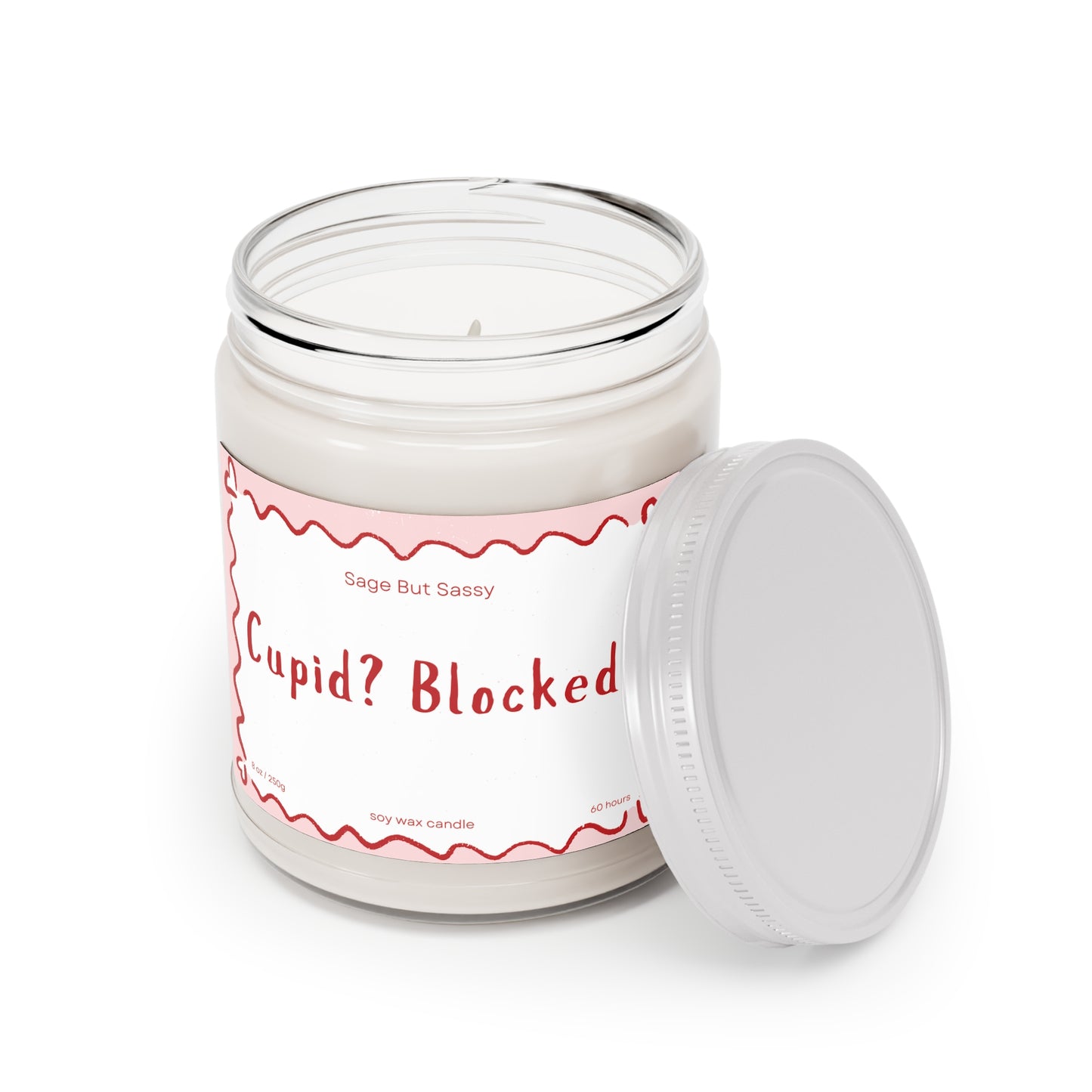 Cupid? Blocked. Funny Valentine’s Day Candle. Perfect Gift for Him/Her, single