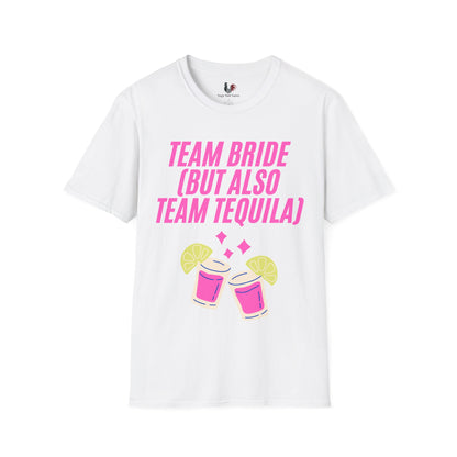 Team bride (but also team tequila), T-Shirt, Funny Bachelorette Party Tee