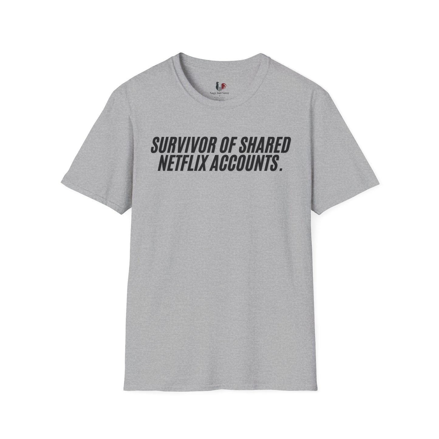 Survivor of shared Netflix accounts, Unisex Softstyle T-Shirt, Divorce/Breakout