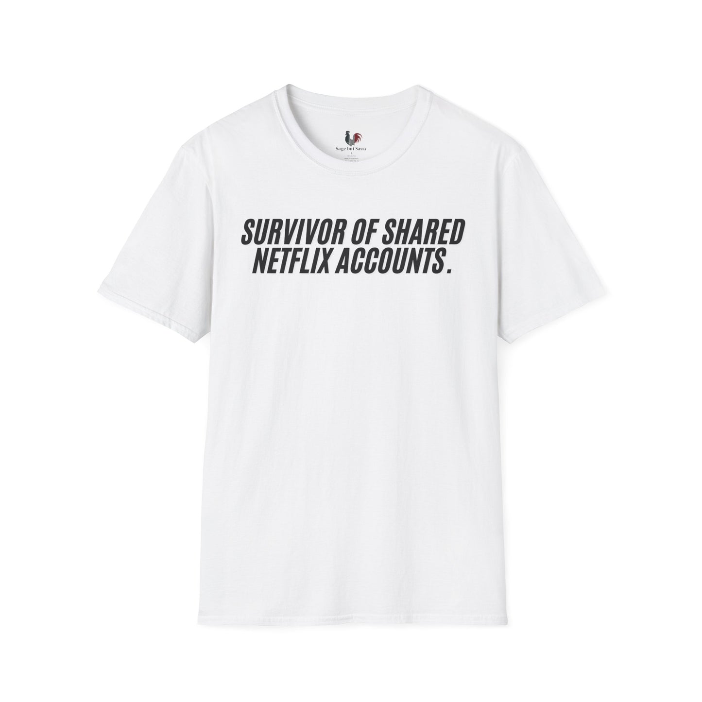 Survivor of shared Netflix accounts, Unisex Softstyle T-Shirt, Divorce/Breakout