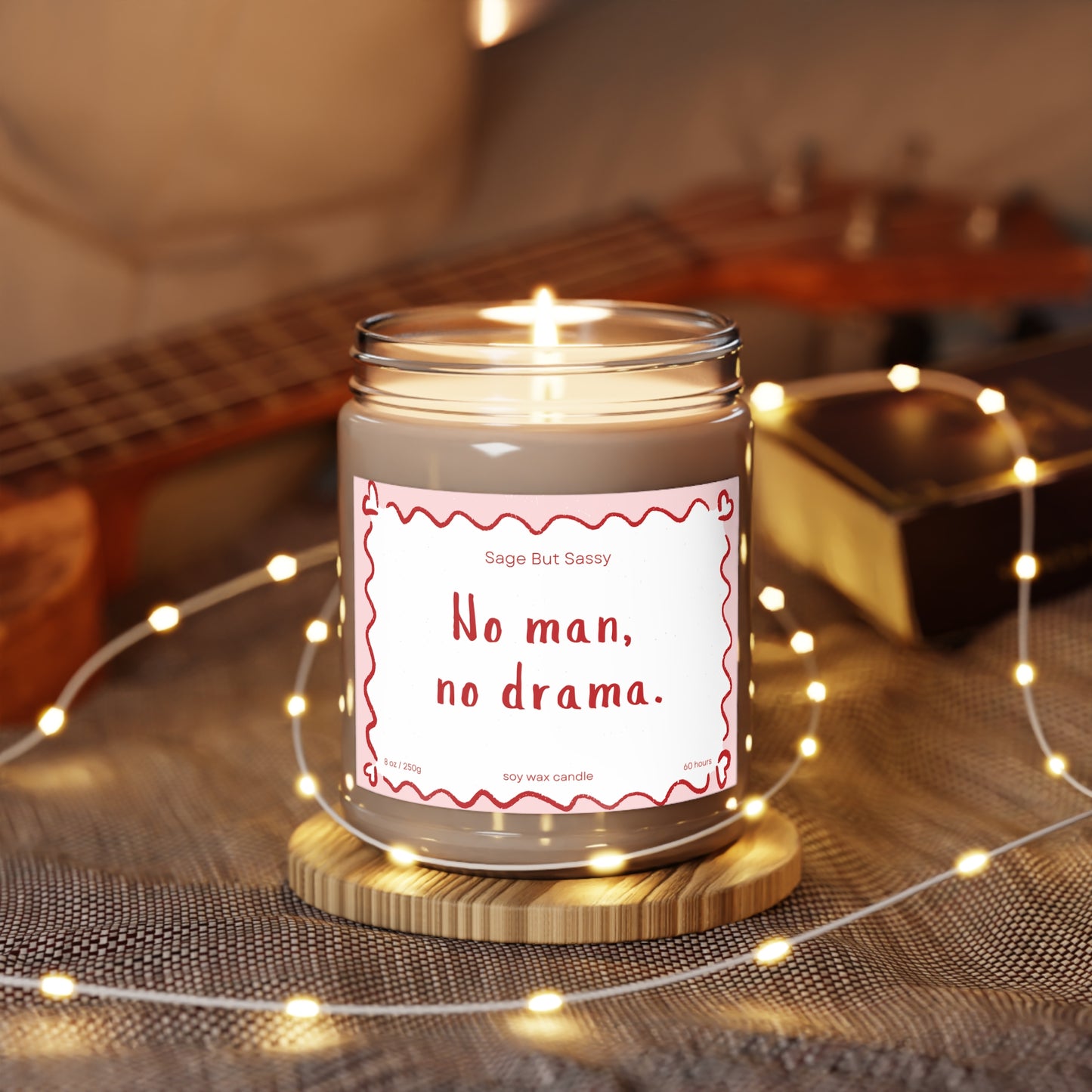 No man no drama. Funny Valentine’s Day Candle. Perfect Gift for Him/Her, single