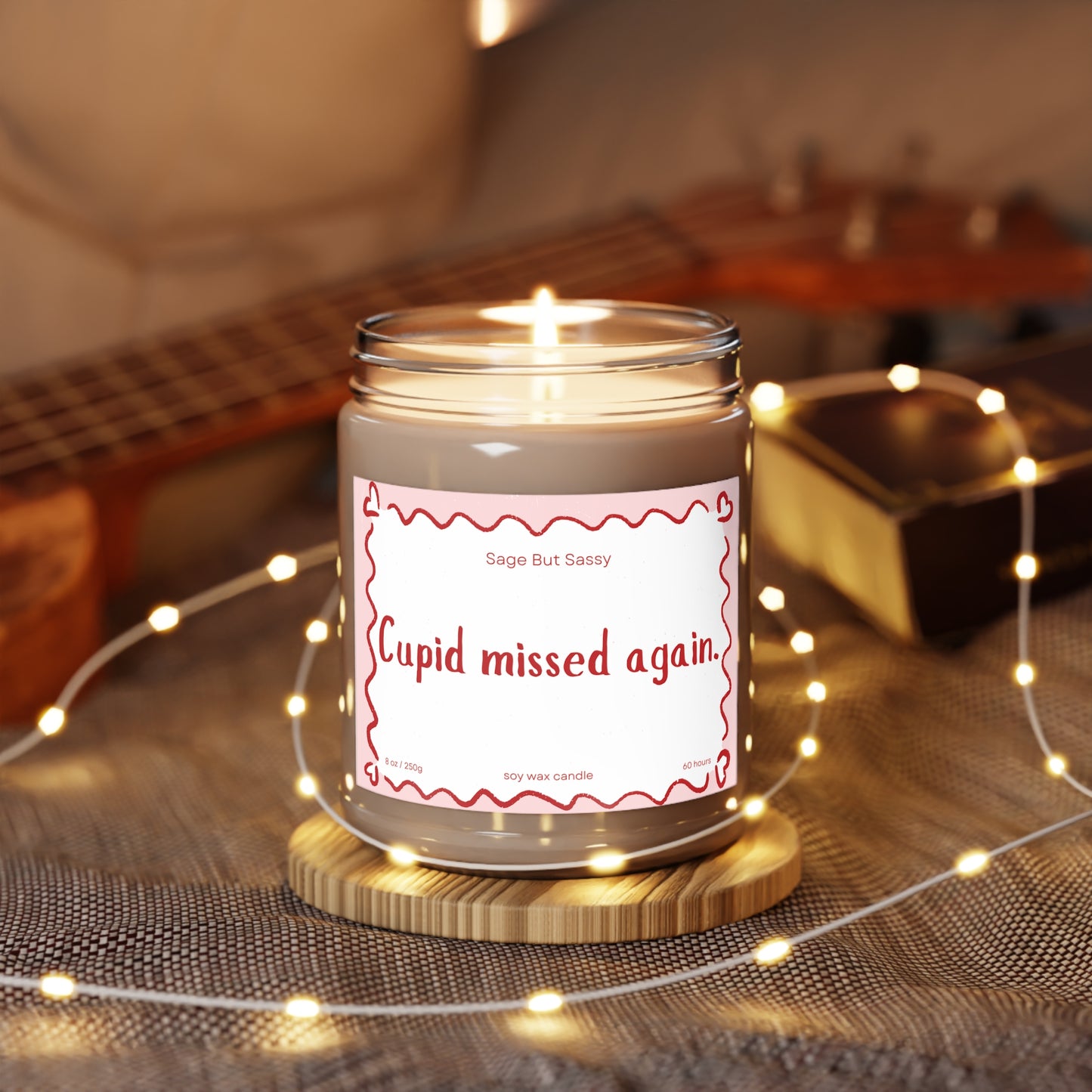 Cupid missed again. Funny Valentine’s Day Candle. Perfect Gift for Him/Her, single