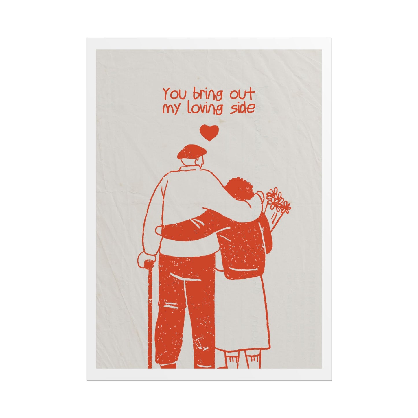 Valentine's Day Poster — "You bring out my loving side" (red) Minimal Abstract Art Print, Gift for Boyfriend/Girlfriend