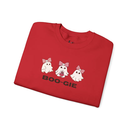 BOO-GIE, Cute Halloween Sweatshirt, Funny Spooky Jumper, Cozy Fall Pullover, Spooky Season Gift, Ghost Design, Boo-gie