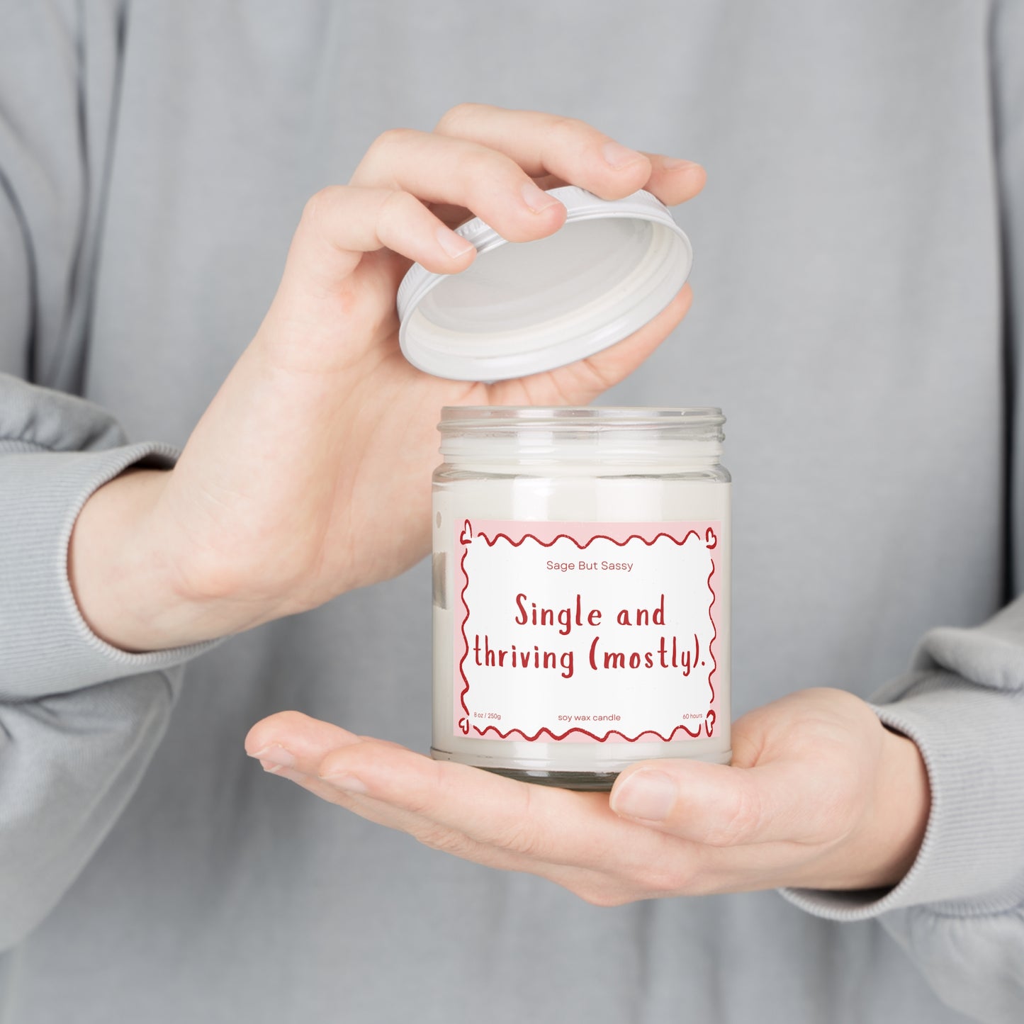 Single and thriving (mostly) Funny Valentine’s Day Candle. Perfect Gift for Him/Her