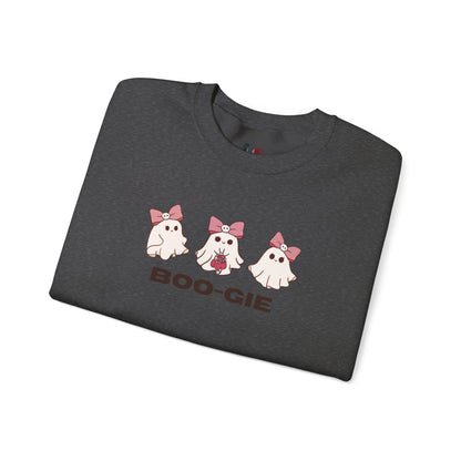 BOO-GIE, Cute Halloween Sweatshirt, Funny Spooky Jumper, Cozy Fall Pullover, Spooky Season Gift, Ghost Design, Boo-gie