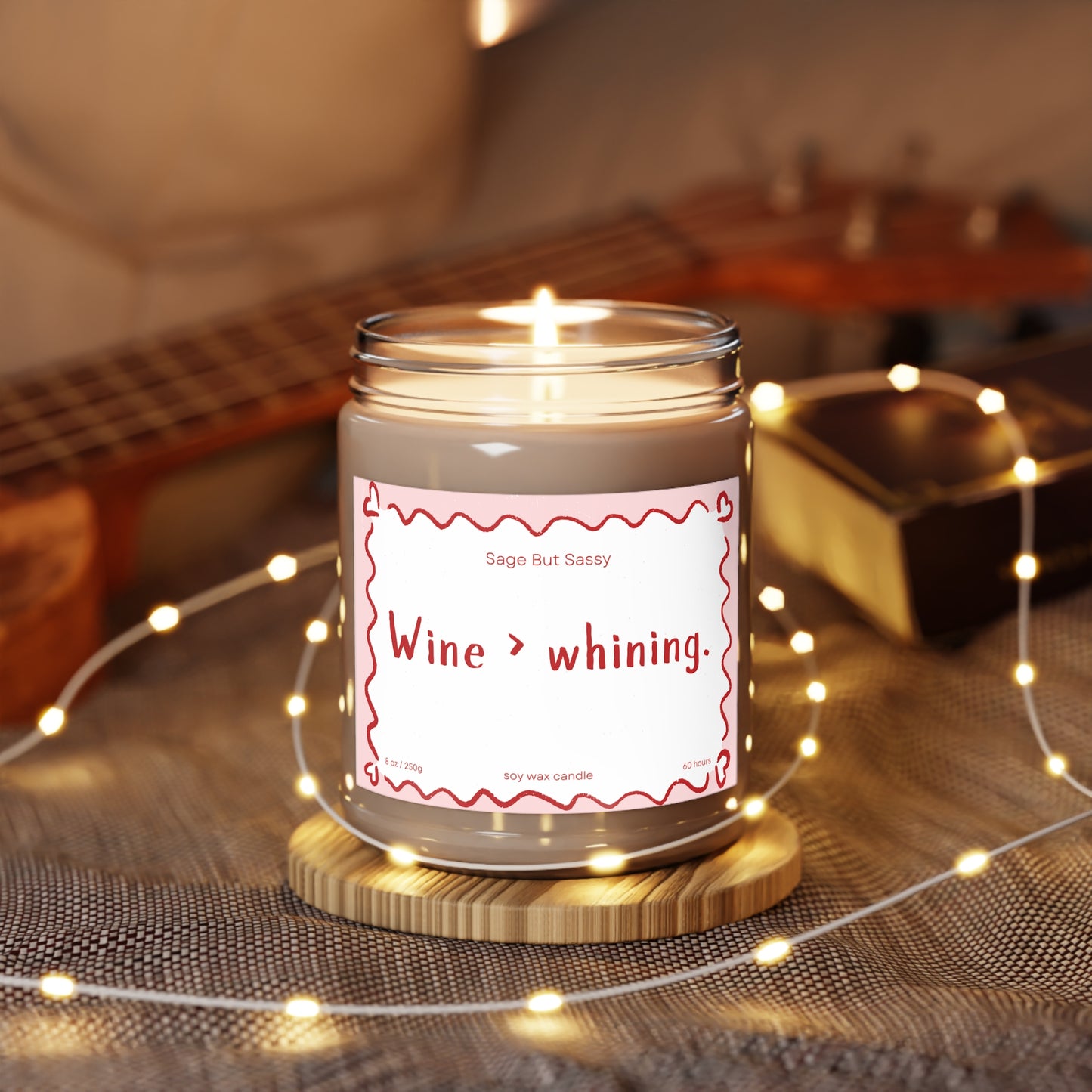 Wine more than whining. Funny Valentine’s Day Candle. Perfect Gift for Him/Her, single