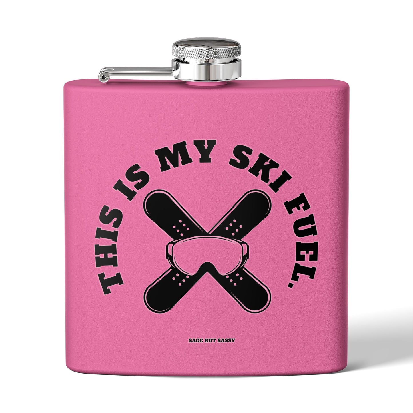 This is my ski fuel,  Flask, Stainless Steel Hip Flask, Skiing and Snowboarding accessories, 6oz