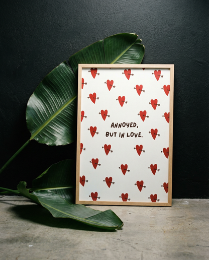 Valentine's Day Poster — "Annoyed, but in love" Minimal Abstract Art Print, Gift for Boyfriend/Girlfriend