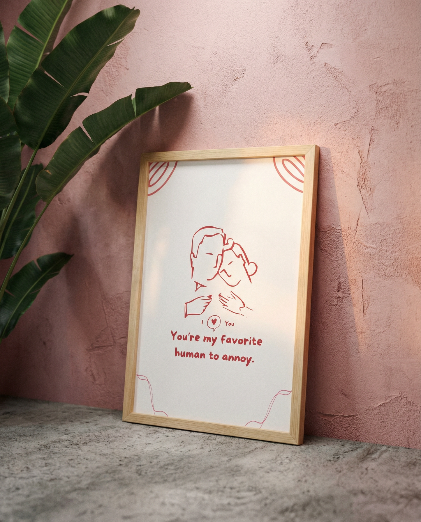 Valentine's Day Poster — "You're my favorite human to annoy" Minimal Abstract Art Print, Gift for Boyfriend/Girlfriend