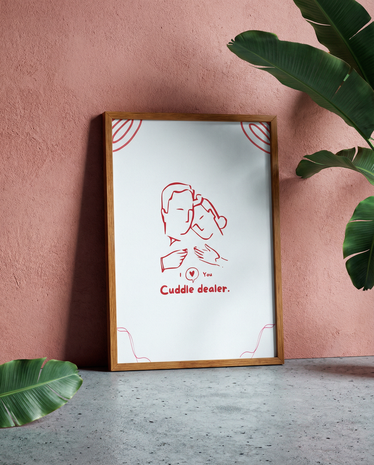 Valentine's Day Poster — "Cuddle dealer" Minimal Abstract Art Print, Gift for Boyfriend/Girlfriend