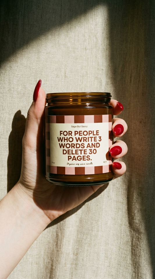 Journaling Soy Candle — "For people who write 3 words and delete 30 pages" (9oz)