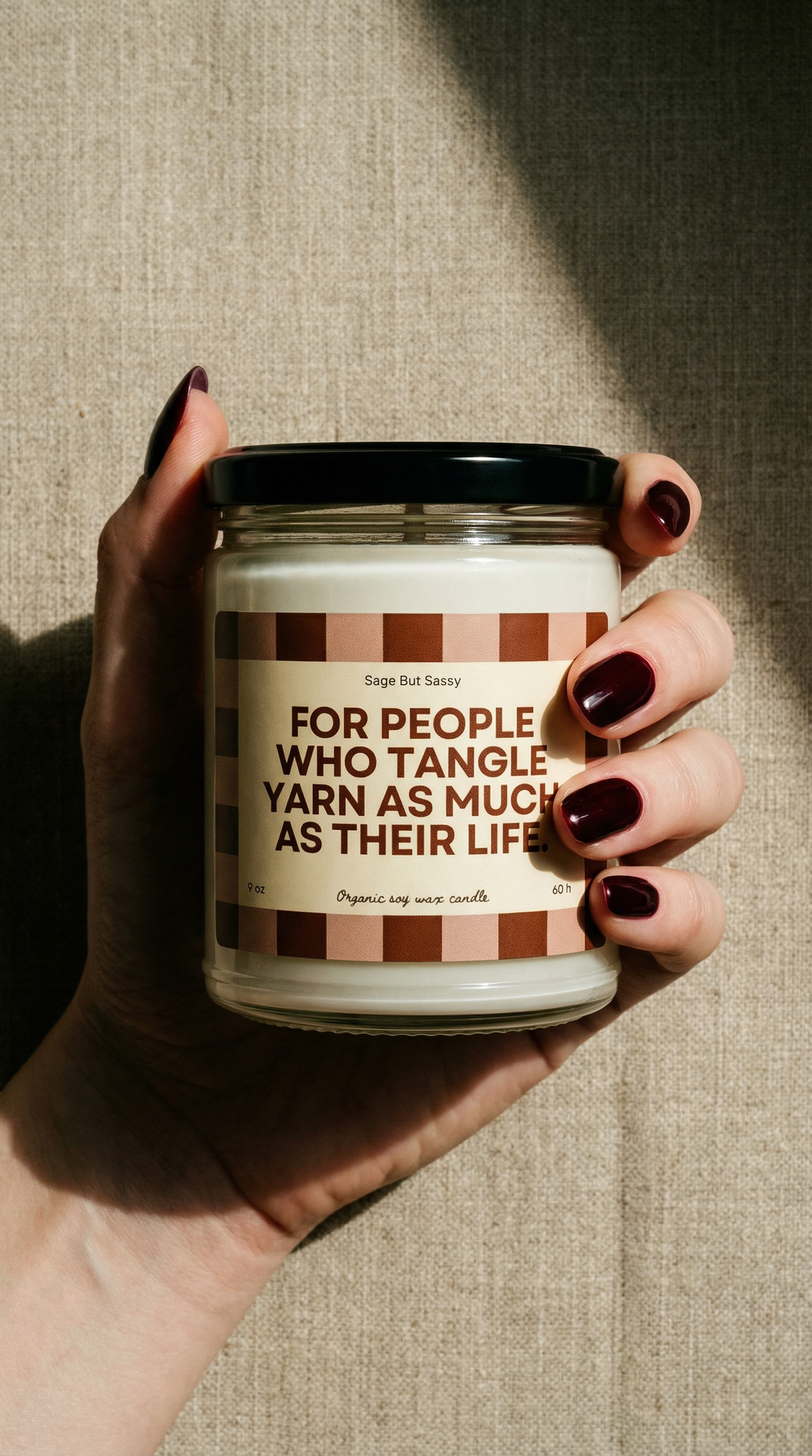 Knitting/crochet Soy Candle, hobbies, gift for him/her