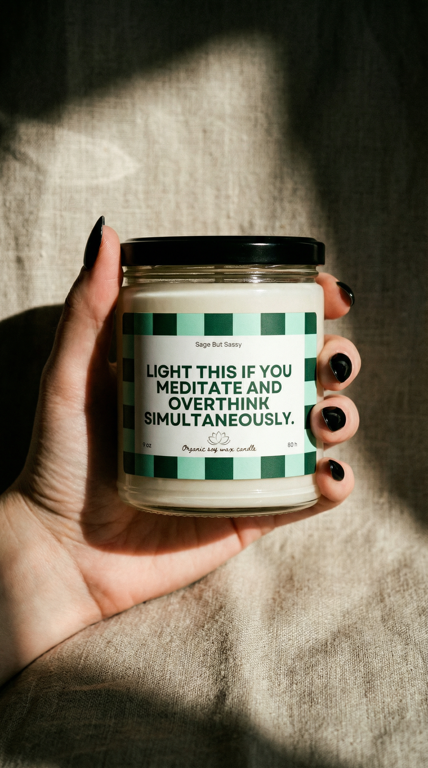 Meditation, overthinking, yoga, Soy Candle, hobbies, gift for him/her