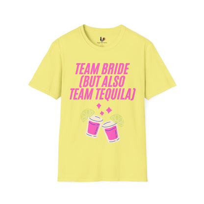 Team bride (but also team tequila), T-Shirt, Funny Bachelorette Party Tee