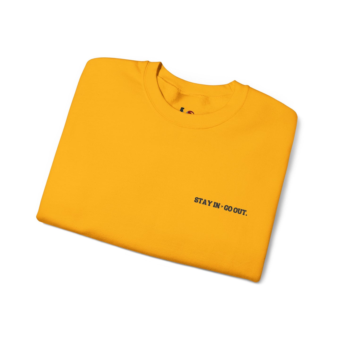 Stay in > go out. Crewneck Sweatshirt, Minimal Embroidered Cozy Pullover, Introvert gift