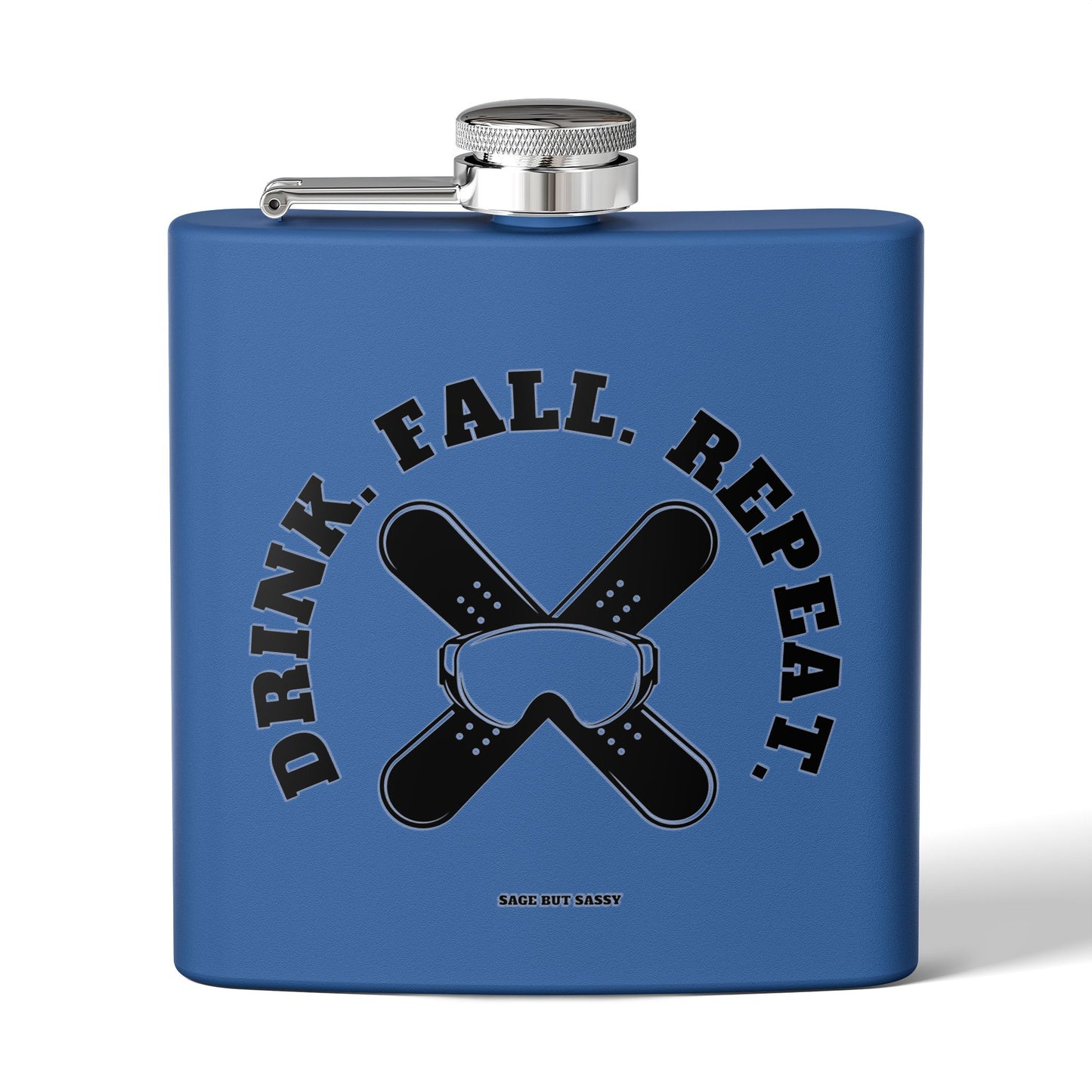 Drink fall repeat,  Flask, Stainless Steel Hip Flask, Skiing and Snowboarding accessories, 6oz