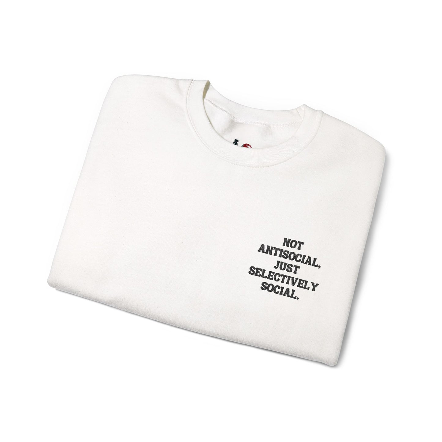 Not antisocial, just selectively social. Crewneck Sweatshirt, Minimal Embroidered Cozy Pullover, Introvert gift