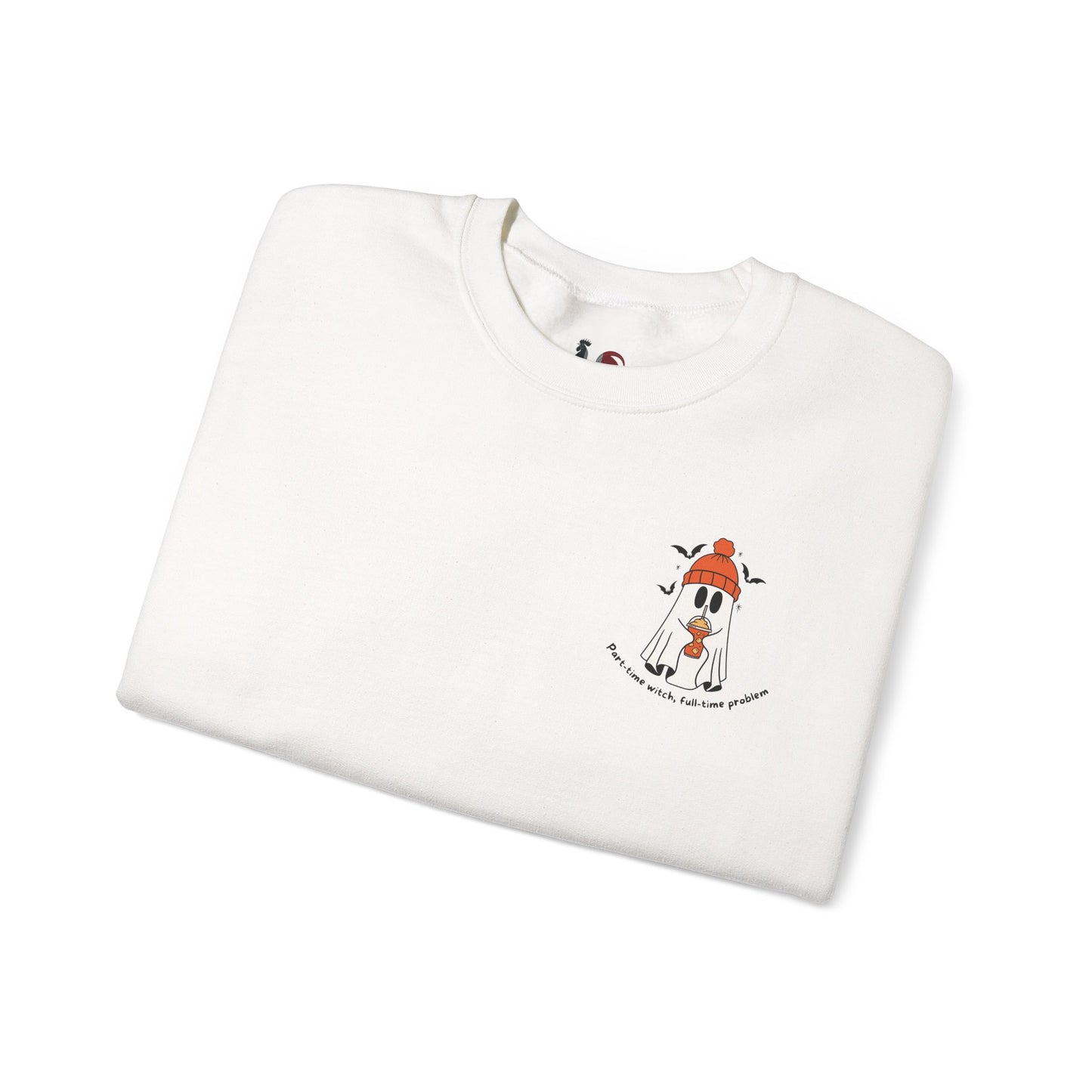 Part-time witch, full-time problem 2, Cute Halloween Sweatshirt, Funny Spooky Jumper, Cozy Fall Pullover, Spooky Season Gift, Ghost Pumpkin Design, Pumpkin Spice, Coworker Gift