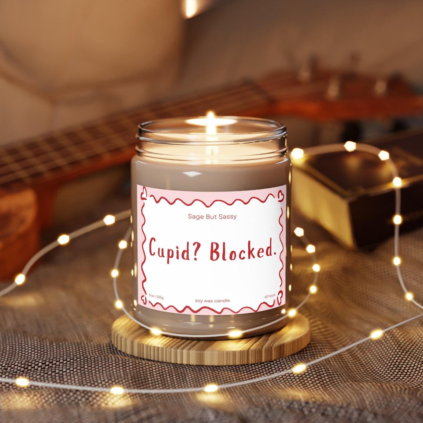 Cupid? Blocked. Funny Valentine’s Day Candle. Perfect Gift for Him/Her, single