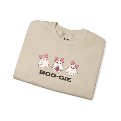 BOO-GIE, Cute Halloween Sweatshirt, Funny Spooky Jumper, Cozy Fall Pullover, Spooky Season Gift, Ghost Design, Boo-gie