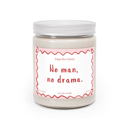 No man no drama. Funny Valentine’s Day Candle. Perfect Gift for Him/Her, single