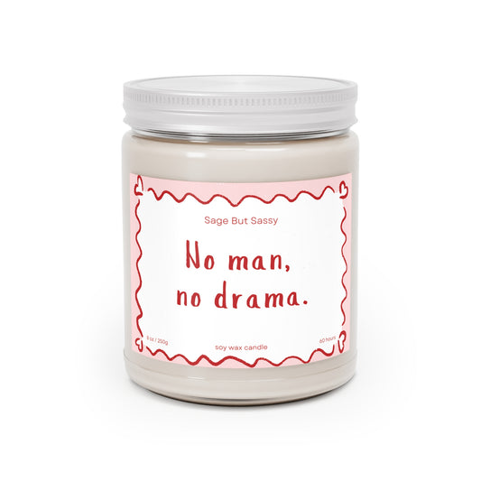 No man no drama. Funny Valentine’s Day Candle. Perfect Gift for Him/Her, single