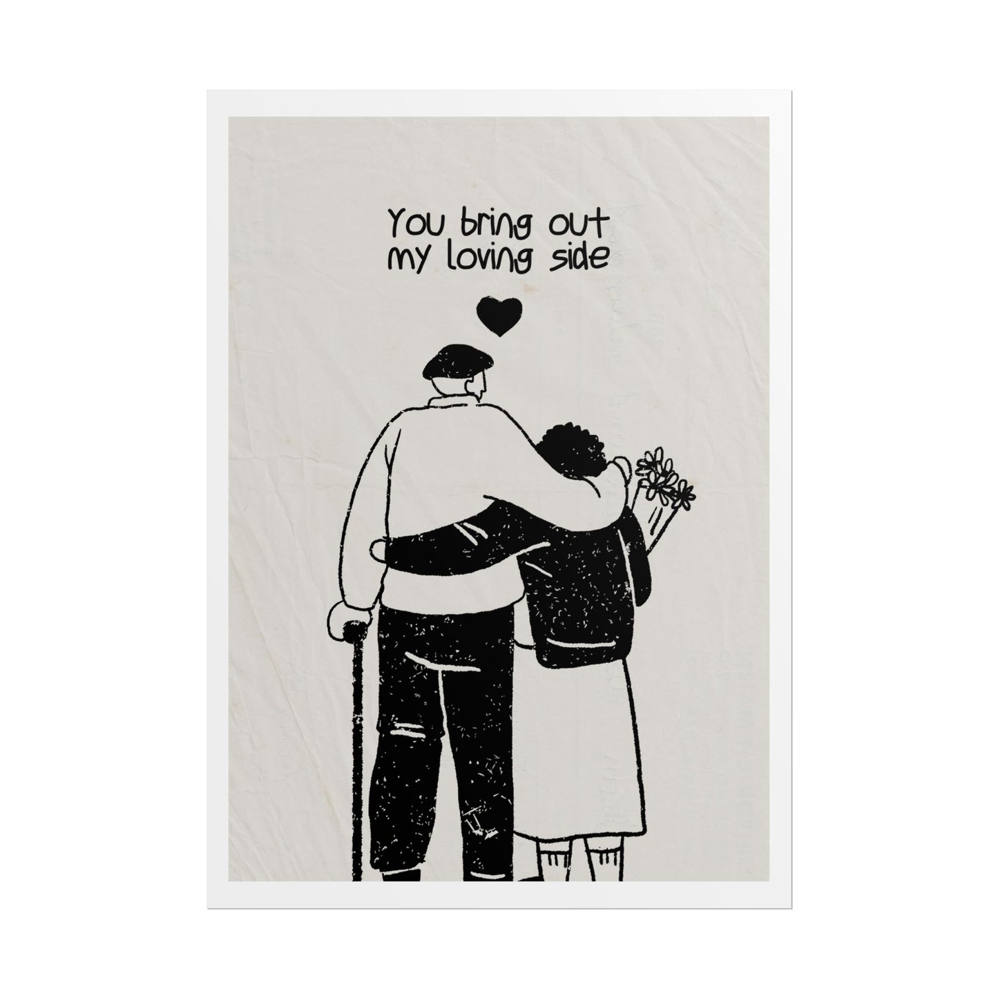 Valentine's Day Poster — "You bring out my loving side" (black) Minimal Abstract Art Print, Gift for Boyfriend/Girlfriend