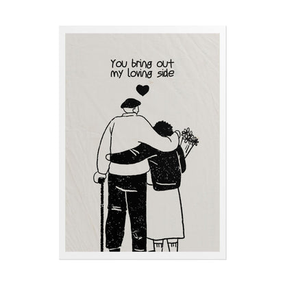 Valentine's Day Poster — "You bring out my loving side" (black) Minimal Abstract Art Print, Gift for Boyfriend/Girlfriend