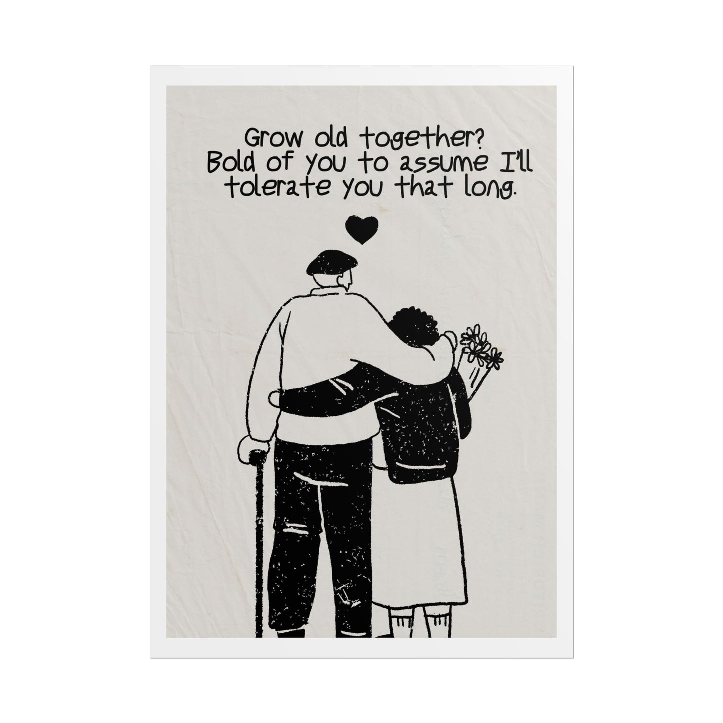 Valentine's Day Poster — "Grow old together" Minimal Abstract Art Print, Gift for Boyfriend/Girlfriend