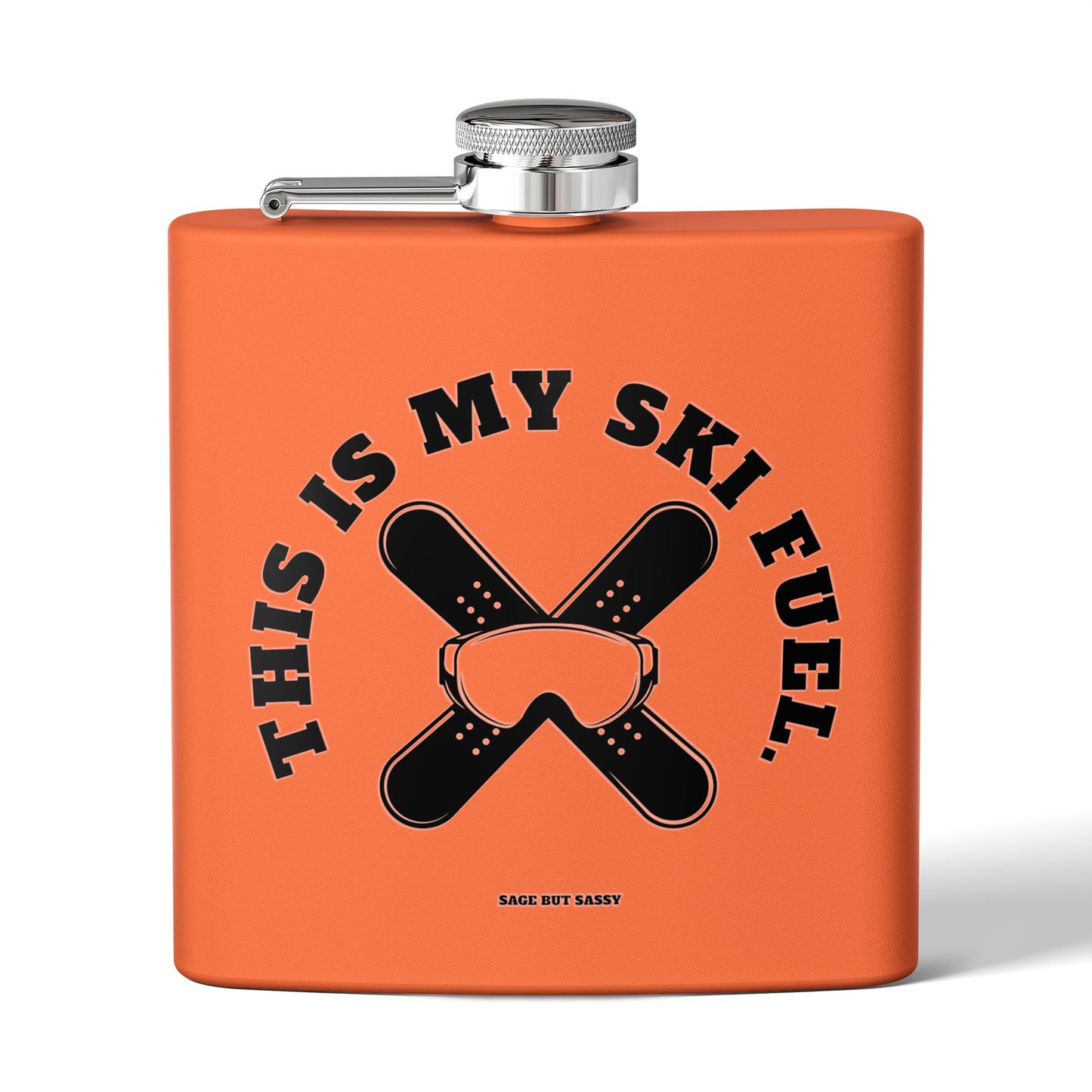 This is my ski fuel,  Flask, Stainless Steel Hip Flask, Skiing and Snowboarding accessories, 6oz