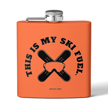 This is my ski fuel,  Flask, Stainless Steel Hip Flask, Skiing and Snowboarding accessories, 6oz