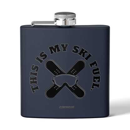This is my ski fuel,  Flask, Stainless Steel Hip Flask, Skiing and Snowboarding accessories, 6oz